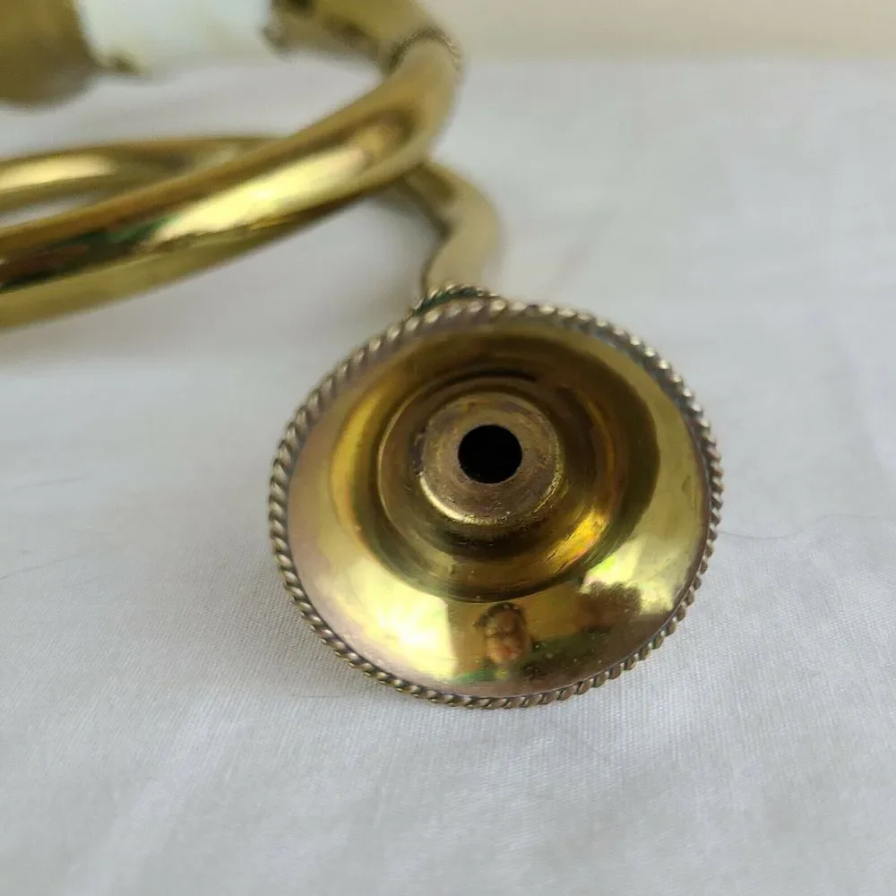 VINTAGE French Fox Hunting Blowing‎ Horn Cow Steer Bovine Bull Brass Finger Hold